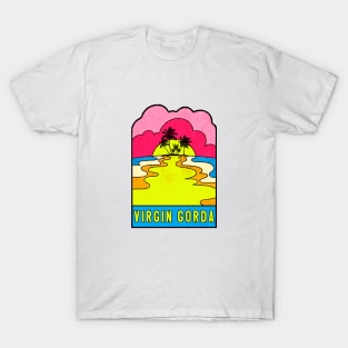 Virgin Gorda Groovy Sunset 70's Hippie Hippy Vintage British Virgin Islands T-Shirt